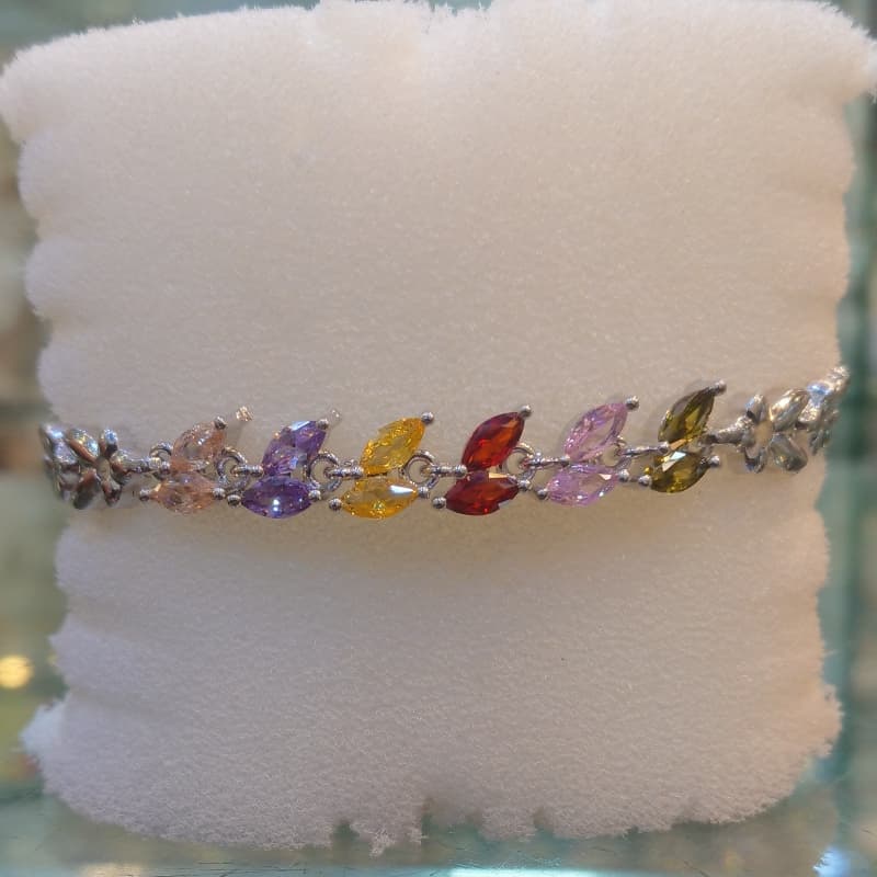 Silver Italian Multi Zircon Bracelet