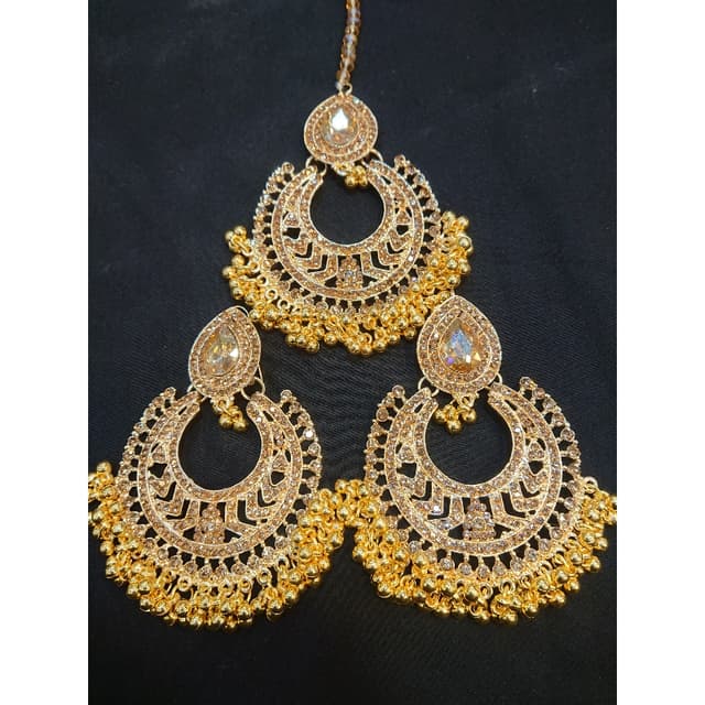 Golden Chand Bali With Bindiya