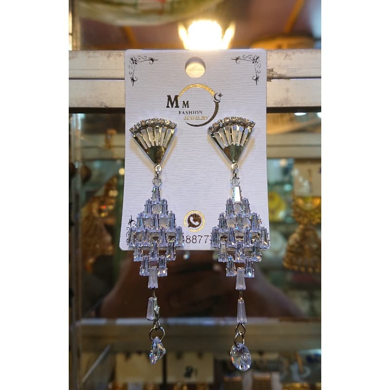 Silver zircon Earing