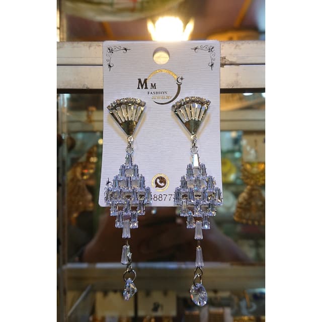 Silver zircon Earing